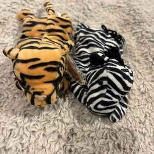 Ty Beanie Babies Plush Lot Stripes Tiger Ziggy Zebra Excellent Condition Tags‎